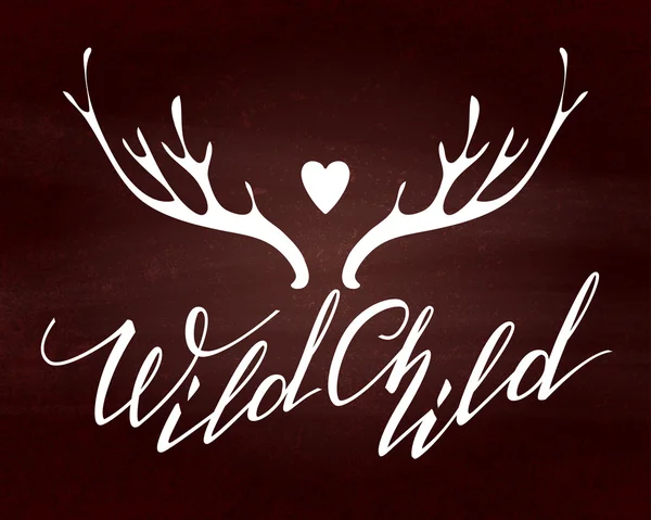 Letteratura manoscritta. Citazione ispiratrice Wild Child. Vettore il — Vettoriale Stock