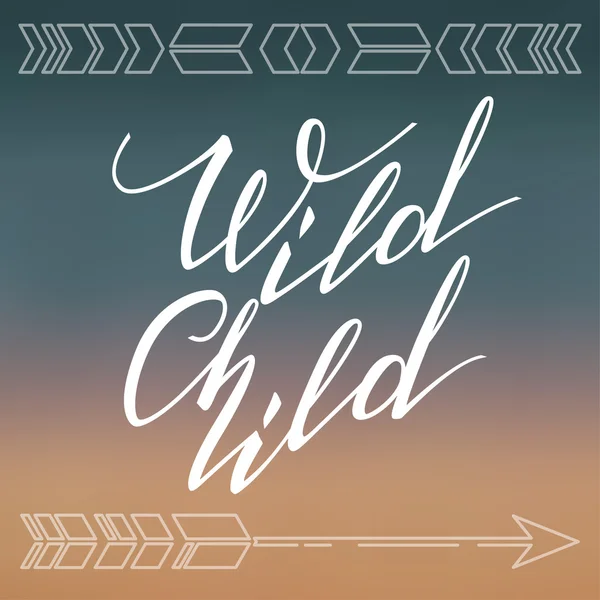 Letteratura manoscritta. Citazione ispiratrice Wild Child. Vettore il — Vettoriale Stock