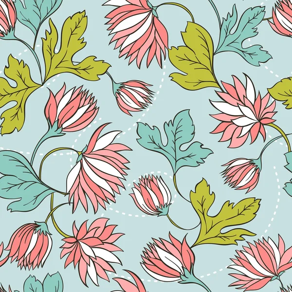 Textura perfecta con flores y mariposas. Endless floral pa — Archivo Imágenes Vectoriales