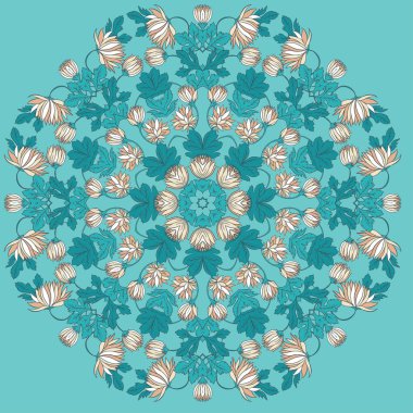 Vektör güzel Mandala gül arka plan. Çiçek sorunsuz esen