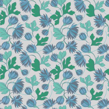 Çiçekli ve kelebekli kusursuz doku. Bitmek bilmeyen çiçek deseni