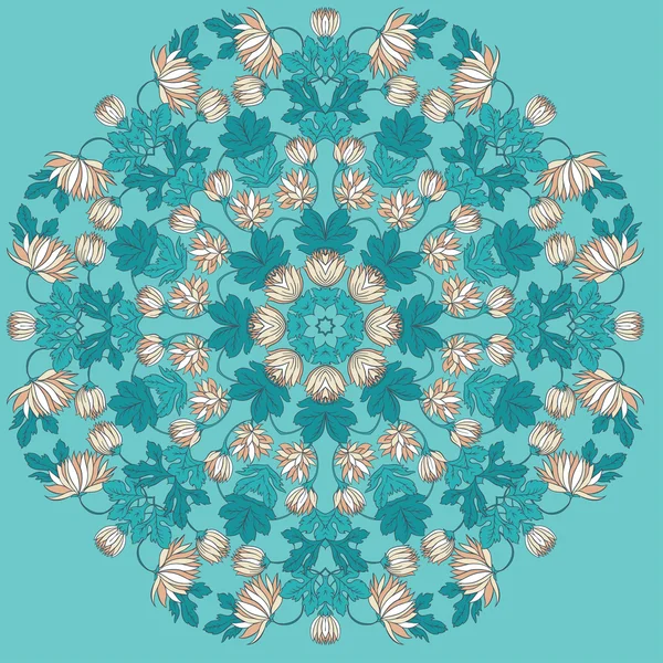 Vector Beautiful Mandala Roses Background. Floral Seamless Patte — Stock Vector