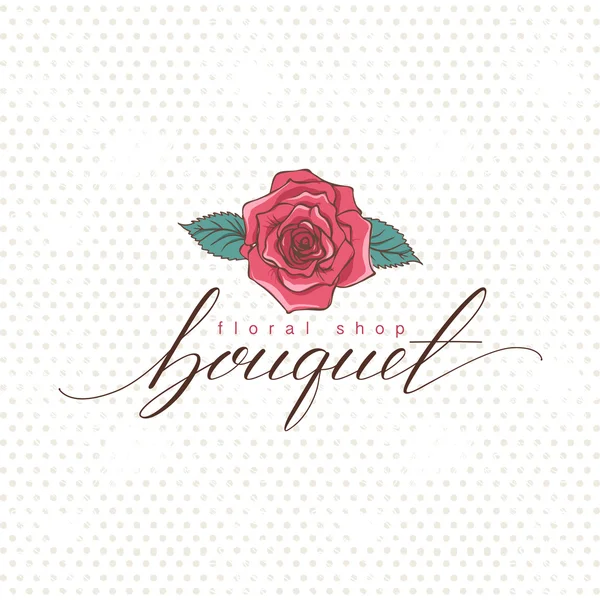 Buquê. Logotipo de letras desenhado à mão bonita Floral Shop . — Vetor de Stock