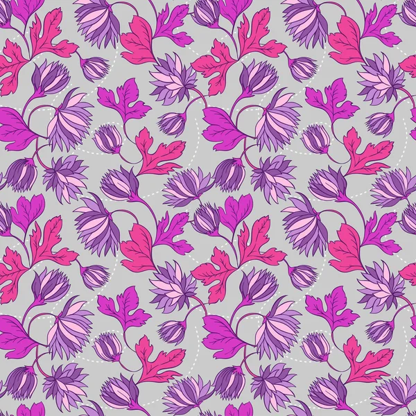 Seamless texture with flowers and butterflies. Endless floral pattern — Stock Vector