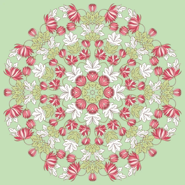 Vector Hermosa Mandala Rosas Fondo. Patte sin costura floral — Archivo Imágenes Vectoriales