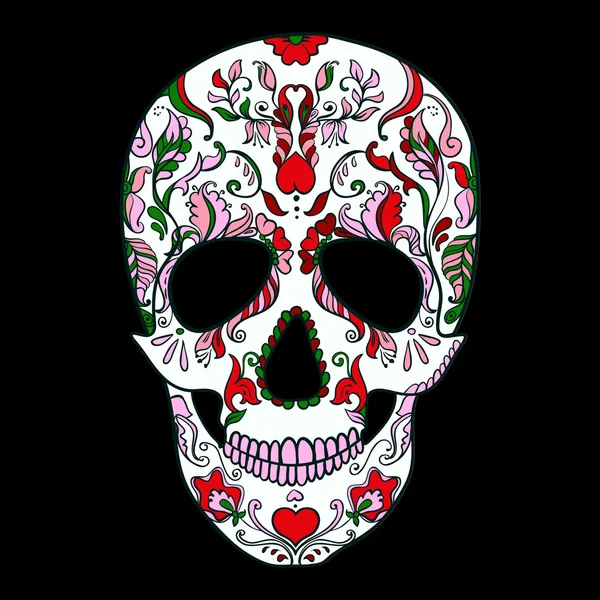 Vector Sugar Skull with ornament — Stock Vector