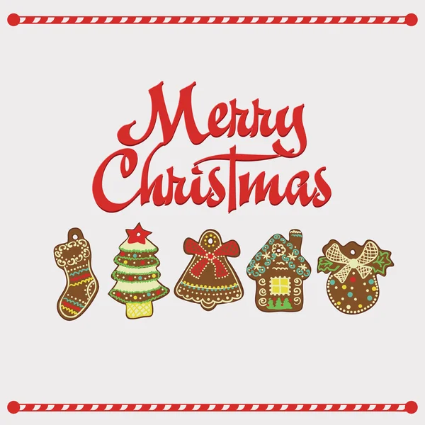 Vektor-Weihnachtskarte. Lebkuchen — Stockvektor
