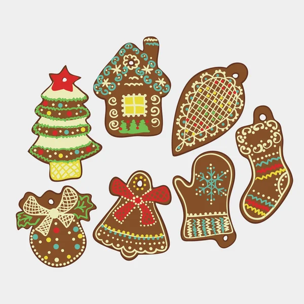 Vector Christmas Card. Gingerbread — Stock Vector