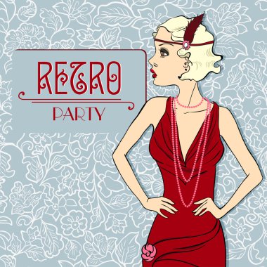 Vektör daveti üzerine retro Party.
