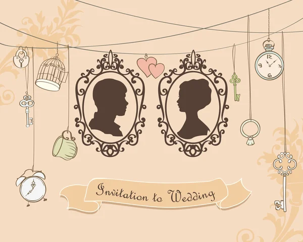 vektör düğün davetiye kartı