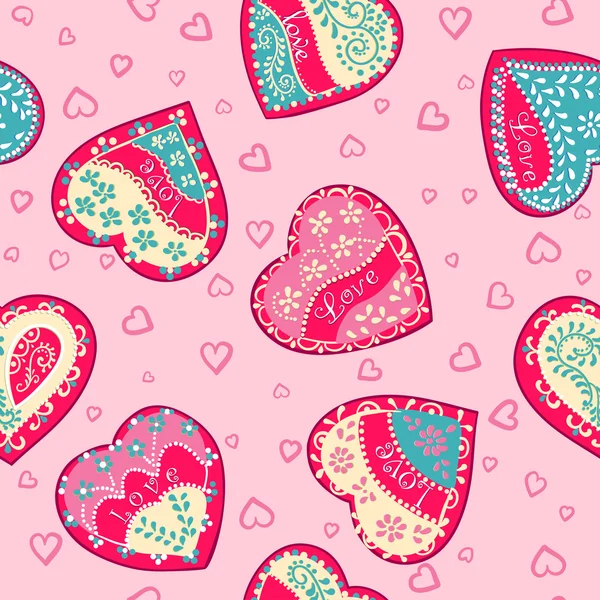 Vector Seamless Pink wallpapers with hearts. — Stock Vector
