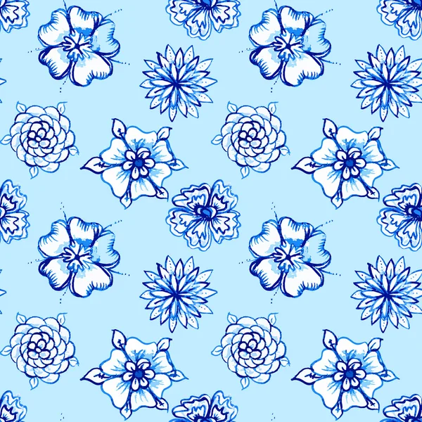 Clip-Art nahtloses Muster mit Aquarellblumen — Stockfoto