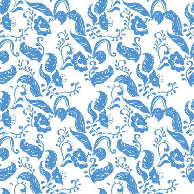 Vektör mavi Dikişsiz çiçek süsleme desen