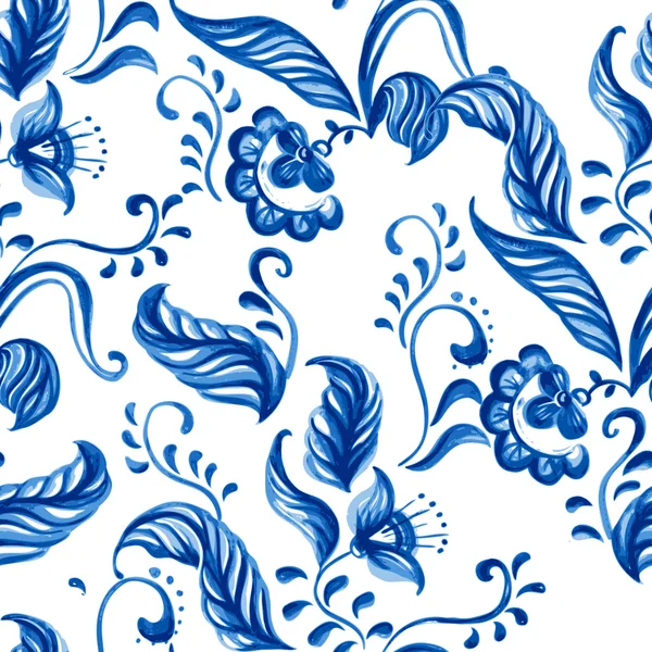 Vektör mavi Dikişsiz çiçek süsleme desen