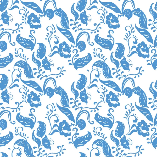 Padrão de ornamento floral sem costura Vector Blue — Vetor de Stock