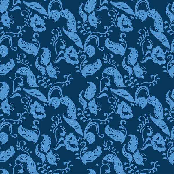 ベクトル青シームレスな花飾りパターン — ストックベクタ