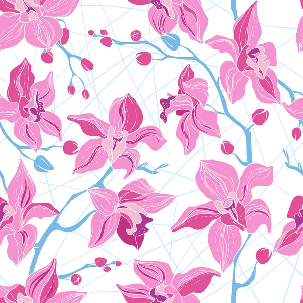 Vektor nahtlose Muster bestehen aus Orchideen — Stockvektor