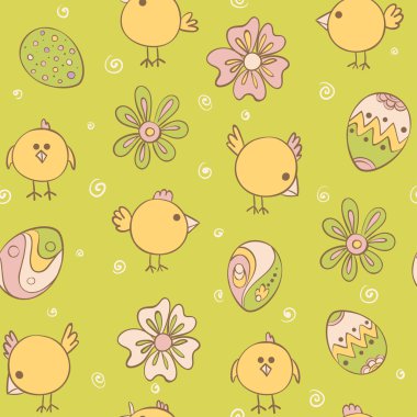 Doodle tavuk vektör Seamless Modeli