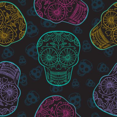 Vektör Meksika kafatası Seamless Modeli.