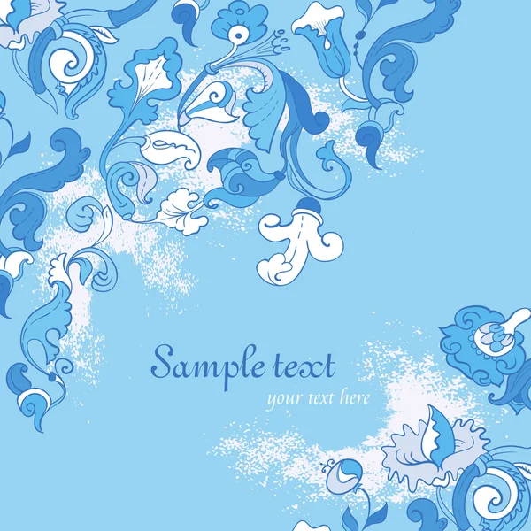 Vector azul increíble tarjeta con flores — Vector de stock