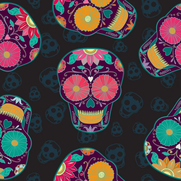 Vector Mexican  Skull Seamless pattern. — Stock Vector