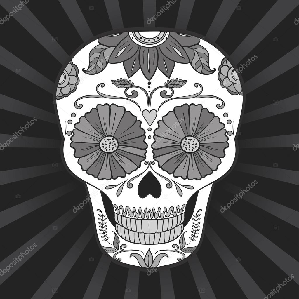 Vector Sugar Skull can be used for T-short, bag