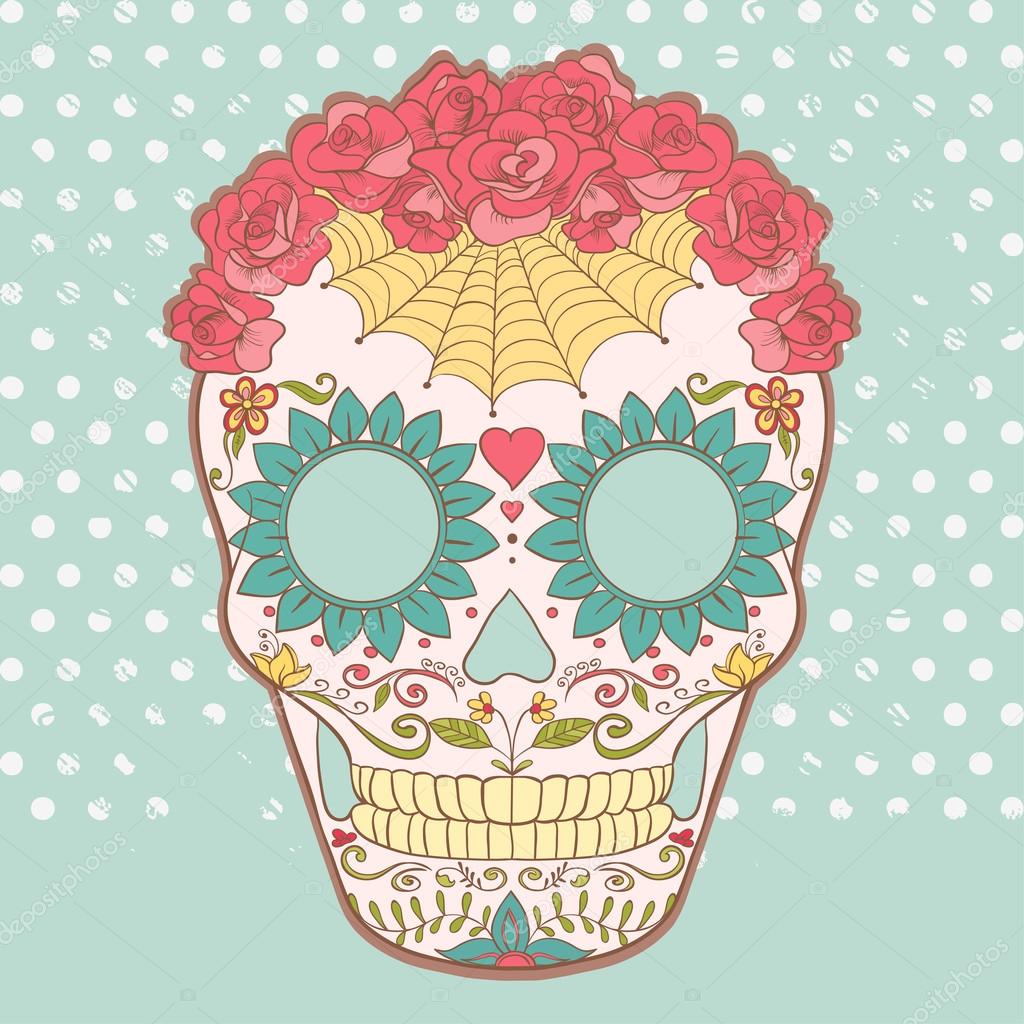 Vector Sugar Skull can be used for T-short, bag