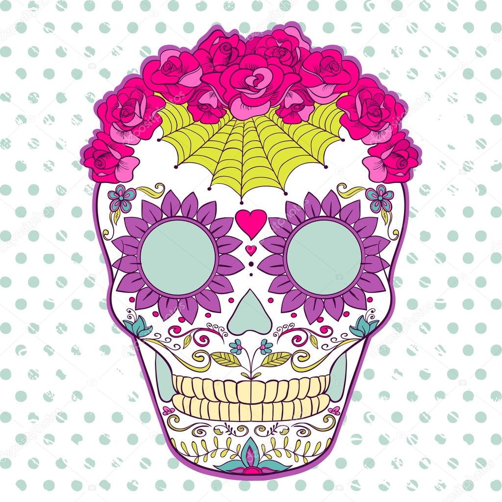 Vector Sugar Skull can be used for T-short, bag