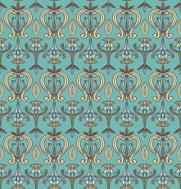  Seamless Art Nouveau Pattern. Vintage wallpaper