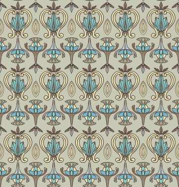  Seamless Art Nouveau Pattern. Vintage wallpaper