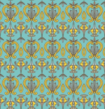  Seamless Art Nouveau Pattern. Vintage wallpaper