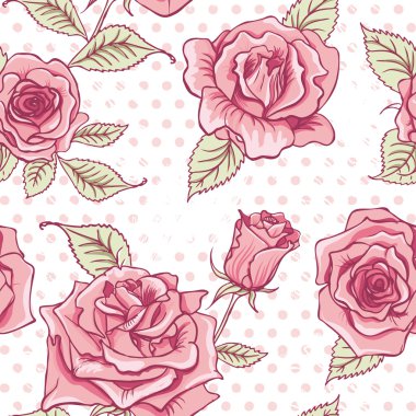  Beautiful Vintage Roses Background. Floral Seamless Pattern