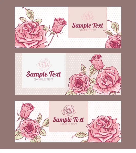 Set de tarjetas vintage de diseño con rosas — Foto de Stock