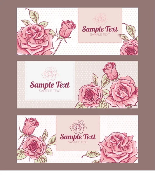 Set Design Vintage Cards with Roses — Φωτογραφία Αρχείου