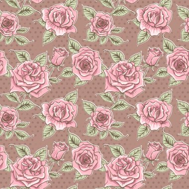  Beautiful Vintage Roses Background. Floral Seamless Pattern
