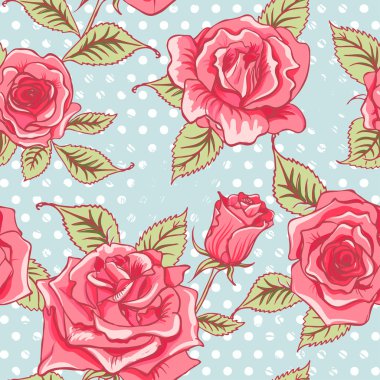  Beautiful Vintage Roses Background. Floral Seamless Pattern