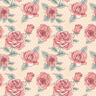  Beautiful Vintage Roses Background. Floral Seamless Pattern