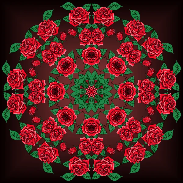Beautiful Mandala Roses Background. Floral Seamless Pattern with many details — 스톡 사진