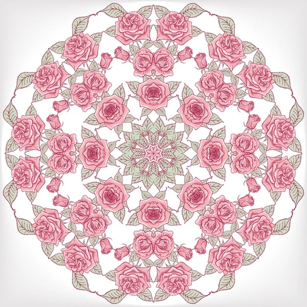 Beautiful Mandala Roses Background. Floral Seamless Pattern with many details — Zdjęcie stockowe