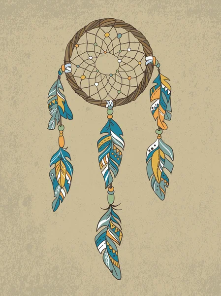 Amuleto atrapasueños vectorial. Ilustración étnica, tribal — Archivo Imágenes Vectoriales