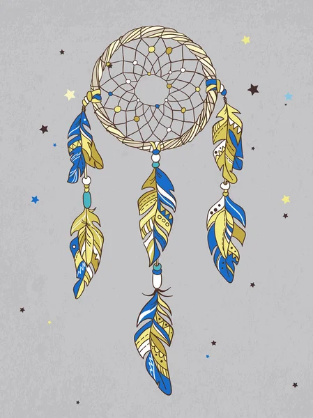 Vector Dreamcatcher Amulet. Etnische illustratie, tribal — Stockvector