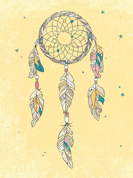 Amuleto Vector Dreamcatcher. Ilustração étnica, tribal — Vetor de Stock