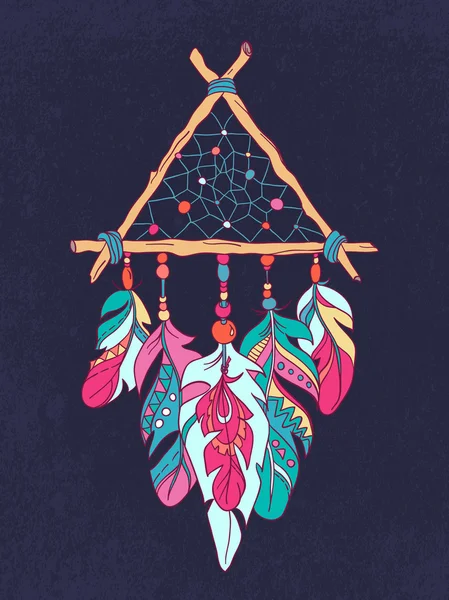 Amuleto Vector Dreamcatcher. Ilustração étnica, tribal — Vetor de Stock