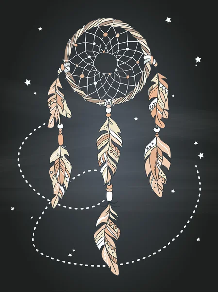 Vector Dreamcatcher amulett. Etniska illustration, tribal — Stock vektor