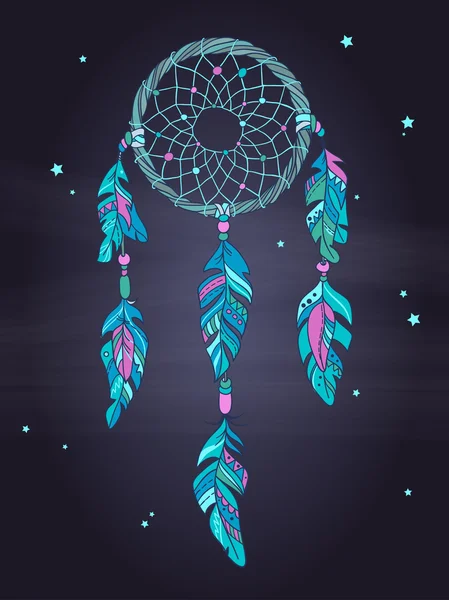 Amuleto Vector Dreamcatcher. Ilustração étnica, tribal —  Vetores de Stock