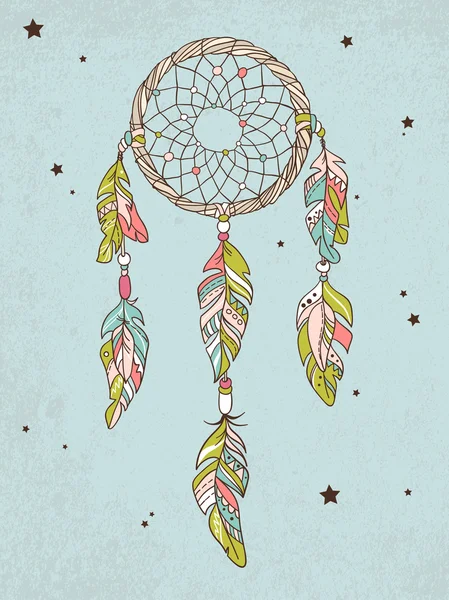 Amuleto Vector Dreamcatcher. Ilustração étnica, tribal —  Vetores de Stock