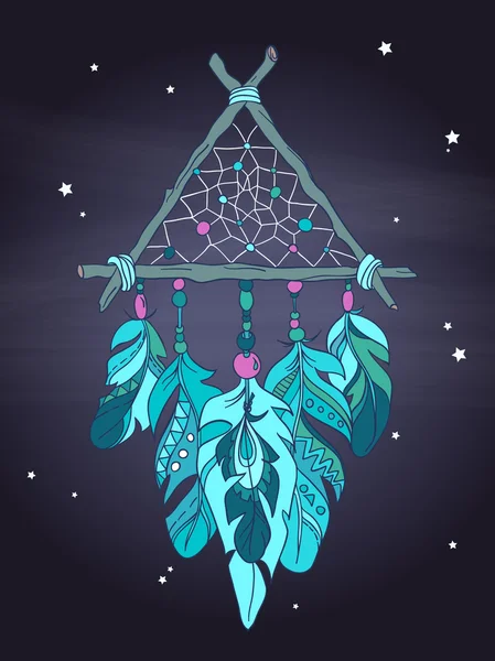 Vektör Dreamcatcher muska. Etnik illüstrasyon, kabile