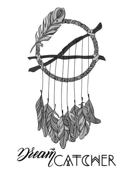 Hand drawn Vector Dreamcatcher. T-shirts print or tattoo Vector Graphics