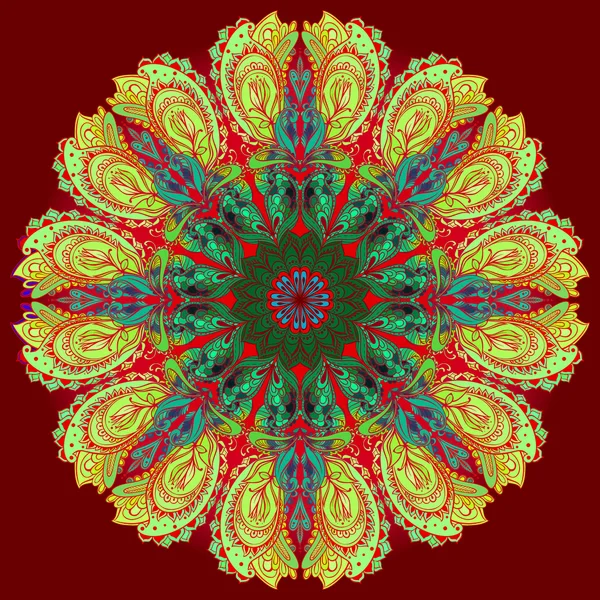 Vector Mandala fondo. Patrón de ornamento indio redondo — Archivo Imágenes Vectoriales