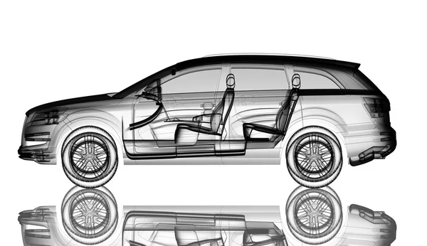 3d car model xray — Stock Photo, Image